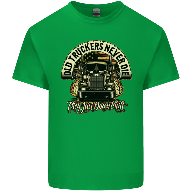 Old Truckers Never Die Lorry Driver Lorries Mens Cotton T-Shirt Tee Top Irish Green