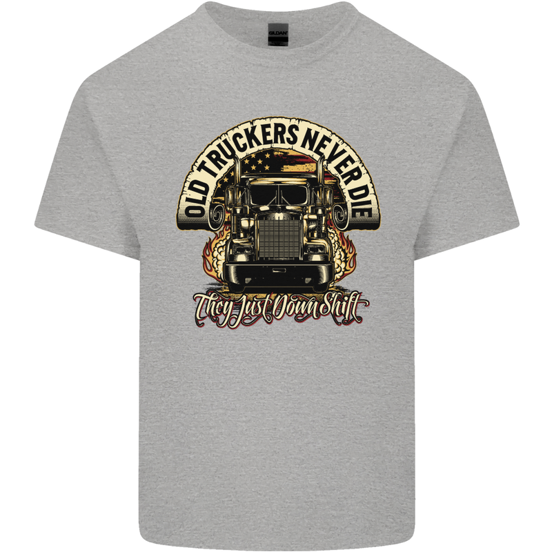 Old Truckers Never Die Lorry Driver Lorries Mens Cotton T-Shirt Tee Top Sports Grey