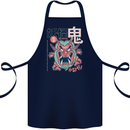 Oni Yokai Japanese Red Demon Cotton Apron 100% Organic Navy Blue