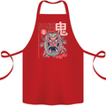 Oni Yokai Japanese Red Demon Cotton Apron 100% Organic Red
