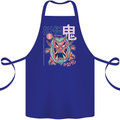 Oni Yokai Japanese Red Demon Cotton Apron 100% Organic Royal Blue