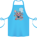 Oni Yokai Japanese Red Demon Cotton Apron 100% Organic Turquoise