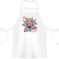 Oni Yokai Japanese Red Demon Cotton Apron 100% Organic White