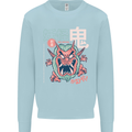 Oni Yokai Japanese Red Demon Kids Sweatshirt Jumper Light Blue