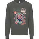 Oni Yokai Japanese Red Demon Kids Sweatshirt Jumper Storm Grey