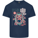 Oni Yokai Japanese Red Demon Kids T-Shirt Childrens Navy Blue