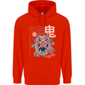 Oni Yokai Japanese Red Demon Mens 80% Cotton Hoodie Bright Red