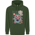 Oni Yokai Japanese Red Demon Mens 80% Cotton Hoodie Forest Green
