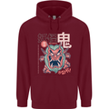 Oni Yokai Japanese Red Demon Mens 80% Cotton Hoodie Maroon