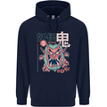 Oni Yokai Japanese Red Demon Mens 80% Cotton Hoodie Navy Blue