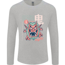 Oni Yokai Japanese Red Demon Mens Long Sleeve T-Shirt Sports Grey