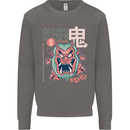 Oni Yokai Japanese Red Demon Mens Sweatshirt Jumper Charcoal