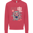 Oni Yokai Japanese Red Demon Mens Sweatshirt Jumper Heliconia