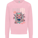 Oni Yokai Japanese Red Demon Mens Sweatshirt Jumper Light Pink