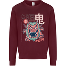 Oni Yokai Japanese Red Demon Mens Sweatshirt Jumper Maroon