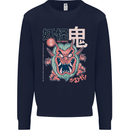 Oni Yokai Japanese Red Demon Mens Sweatshirt Jumper Navy Blue