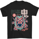 Oni Yokai Japanese Red Demon Mens T-Shirt Cotton Gildan Black