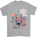Oni Yokai Japanese Red Demon Mens T-Shirt Cotton Gildan Sports Grey