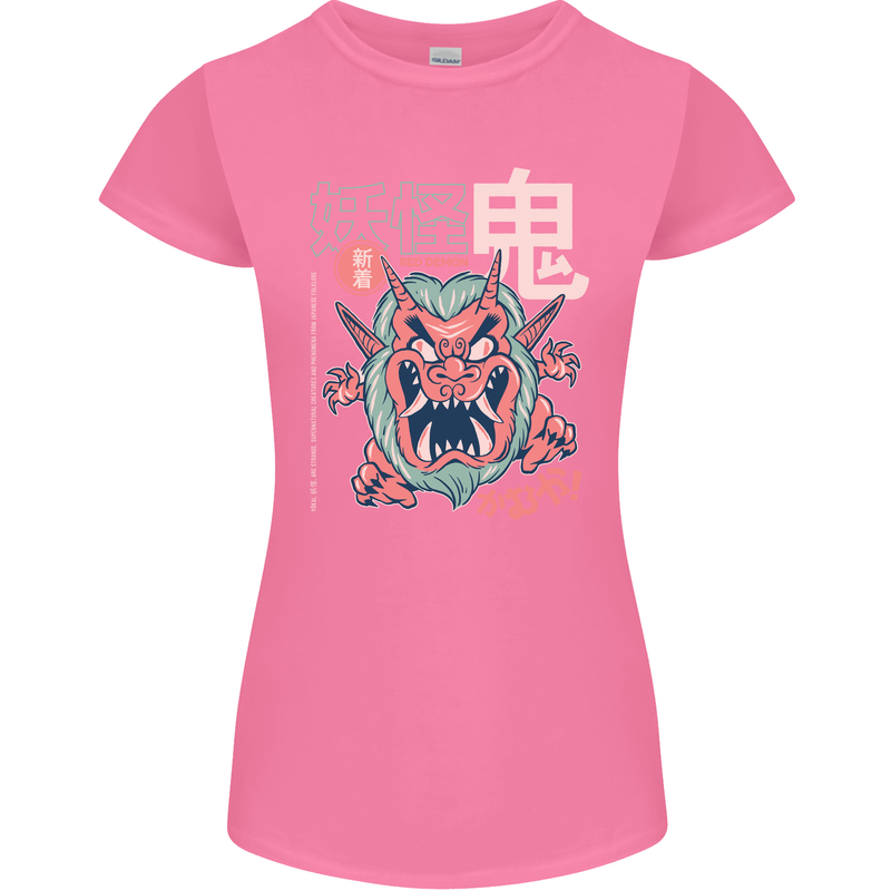 Oni Yokai Japanese Red Demon Womens Petite Cut T-Shirt Azalea