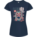 Oni Yokai Japanese Red Demon Womens Petite Cut T-Shirt Navy Blue