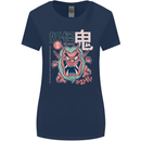 Oni Yokai Japanese Red Demon Womens Wider Cut T-Shirt Navy Blue