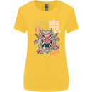 Oni Yokai Japanese Red Demon Womens Wider Cut T-Shirt Yellow