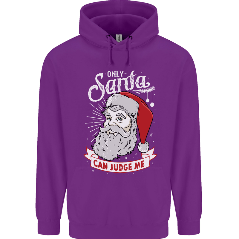 Only Santa Can Judge Me Funny Christmas Childrens Kids Hoodie Purple