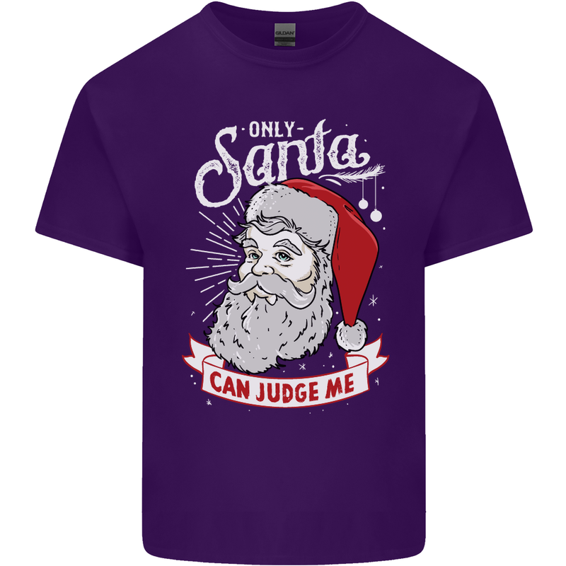 Only Santa Can Judge Me Funny Christmas Mens Cotton T-Shirt Tee Top Purple