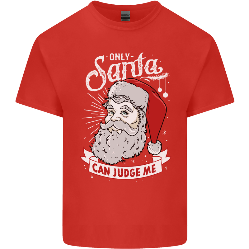 Only Santa Can Judge Me Funny Christmas Mens Cotton T-Shirt Tee Top Red
