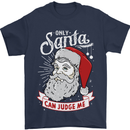 Only Santa Can Judge Me Funny Christmas Mens T-Shirt Cotton Gildan Navy Blue