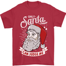 Only Santa Can Judge Me Funny Christmas Mens T-Shirt Cotton Gildan Red