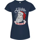 Only Santa Can Judge Me Funny Christmas Womens Petite Cut T-Shirt Navy Blue