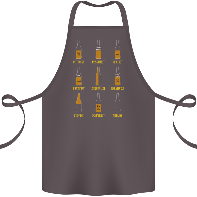 Optimism Pessimism Beer Alcohol Funny Cotton Apron 100% Organic Dark Grey