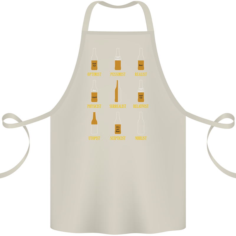 Optimism Pessimism Beer Alcohol Funny Cotton Apron 100% Organic Natural