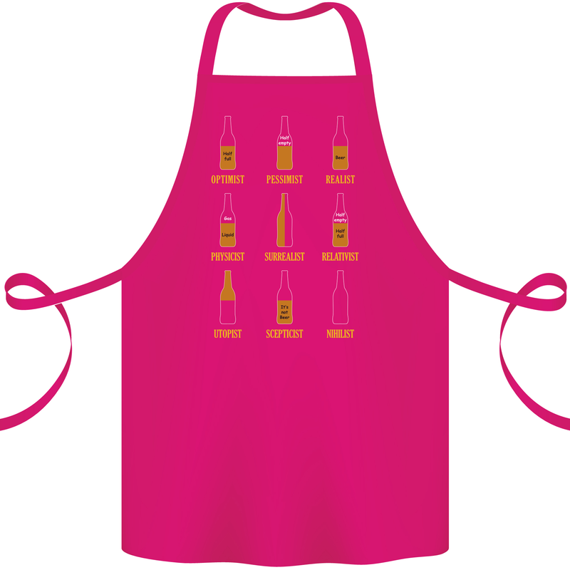 Optimism Pessimism Beer Alcohol Funny Cotton Apron 100% Organic Pink