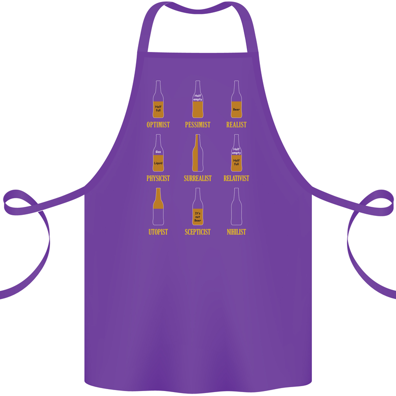Optimism Pessimism Beer Alcohol Funny Cotton Apron 100% Organic Purple