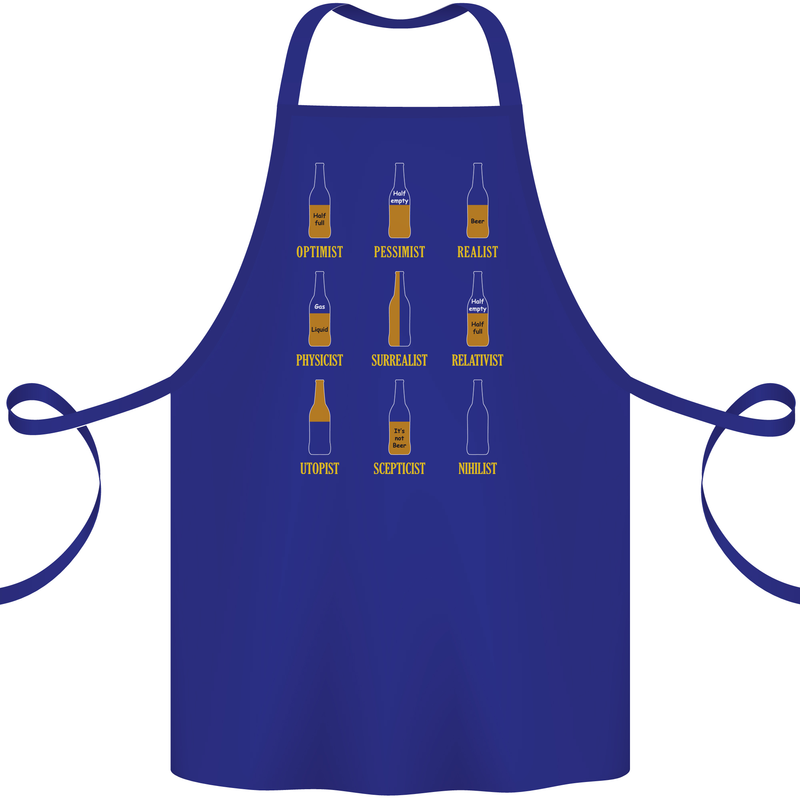 Optimism Pessimism Beer Alcohol Funny Cotton Apron 100% Organic Royal Blue