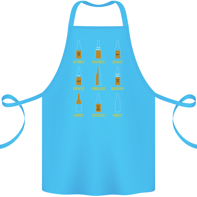 Optimism Pessimism Beer Alcohol Funny Cotton Apron 100% Organic Turquoise