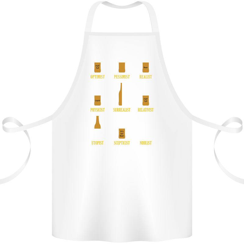 Optimism Pessimism Beer Alcohol Funny Cotton Apron 100% Organic White