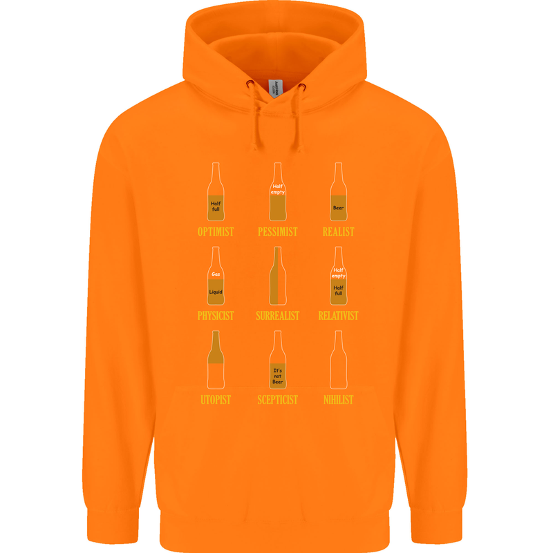 Optimism Pessimism Beer Alcohol Funny Mens 80% Cotton Hoodie Orange