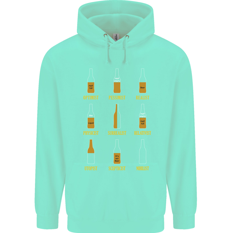 Optimism Pessimism Beer Alcohol Funny Mens 80% Cotton Hoodie Peppermint
