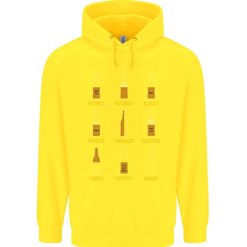 Optimism Pessimism Beer Alcohol Funny Mens 80% Cotton Hoodie Yellow