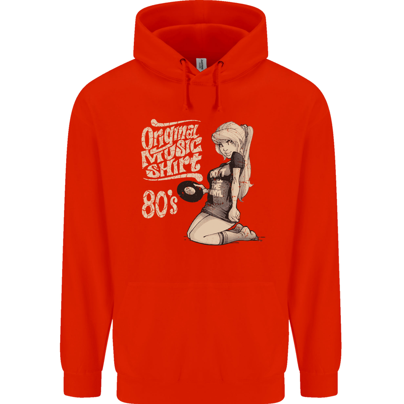 Original Music Shirt DJ Vinyl Turntable Childrens Kids Hoodie Bright Red