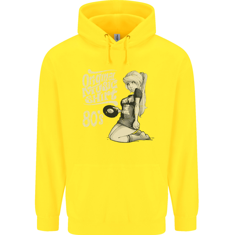 Original Music Shirt DJ Vinyl Turntable Childrens Kids Hoodie Yellow