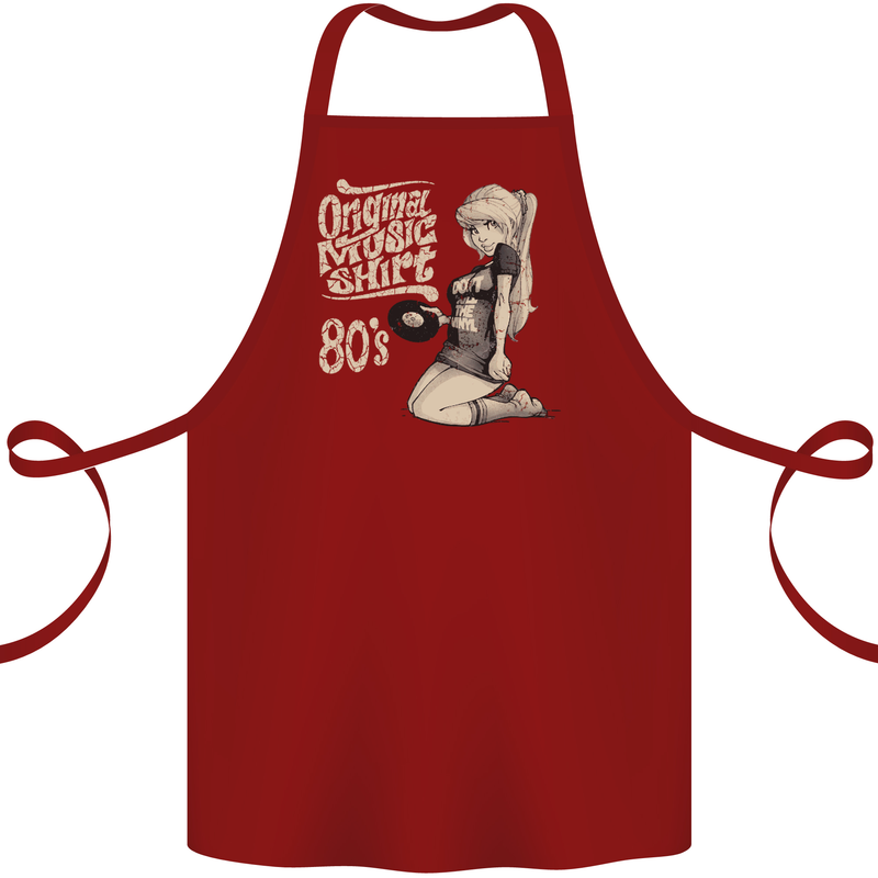 Original Music Shirt DJ Vinyl Turntable Cotton Apron 100% Organic Maroon