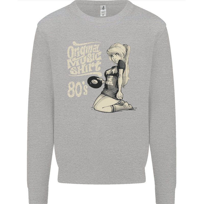 Original Music Shirt DJ Vinyl Turntable Kids Sweatshirt Jumper Sports Grey