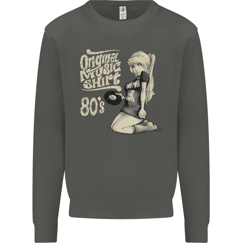 Original Music Shirt DJ Vinyl Turntable Kids Sweatshirt Jumper Storm Grey
