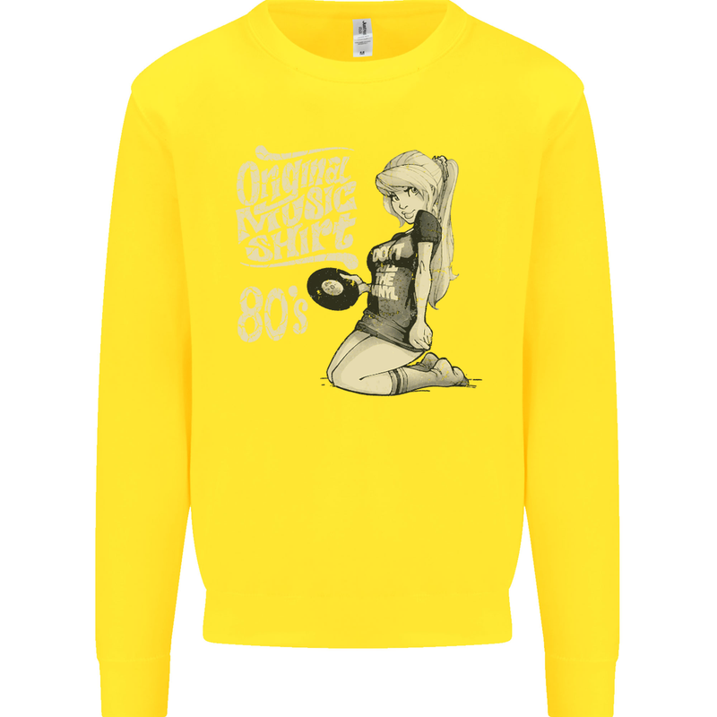 Original Music Shirt DJ Vinyl Turntable Kids Sweatshirt Jumper Yellow