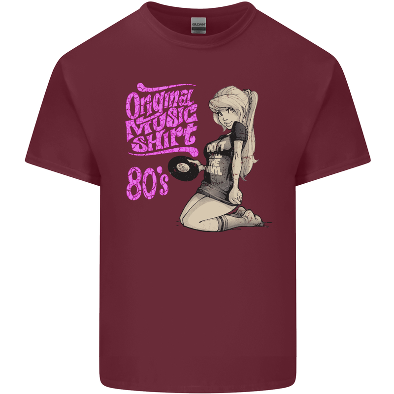 Original Music Shirt DJ Vinyl Turntable Mens Cotton T-Shirt Tee Top Maroon