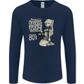 Original Music Shirt DJ Vinyl Turntable Mens Long Sleeve T-Shirt Navy Blue